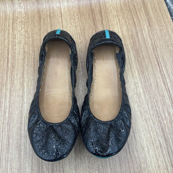 Tieks by Gavrieli Women Size 10 Foldable Ballet Flats Obsidian Black Croc Patent - Picture 7 of 16
